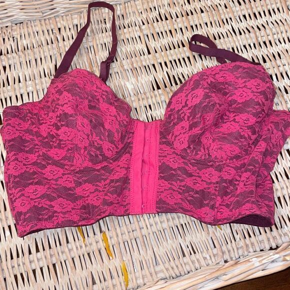 Pink Lace Bustier, SZ L - Picture 1 of 6